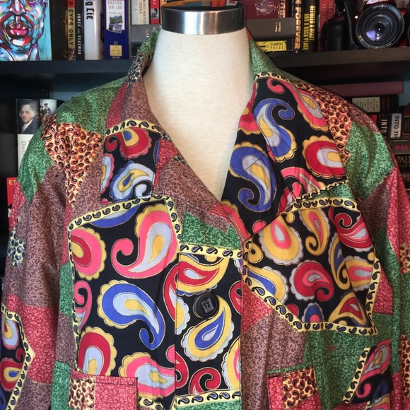 GDT Too Vintage Button Up Retro Print Jacket - Picture 2 of 5